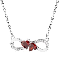 Stříbrný přívěsek ve tvaru znamení nekonečna zdobený černými zirkony ve tvaru srdce