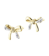 Náušnice ze žlutého zlata s diamanty - mašličky