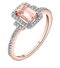 Prsten z růžového zlata s brilianty a morganitem