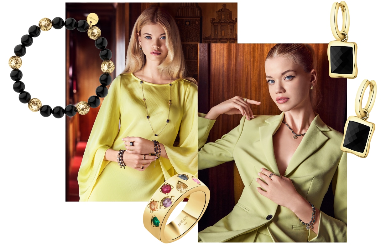 Koláž s outfity a šperky Artelioni