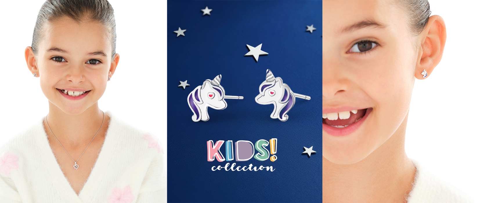 Dívka prezentující šperky z dětské kolekce