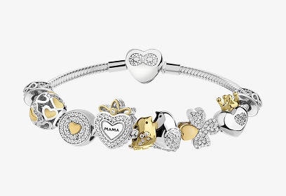 Stříbrný náramek s přívěsky - beads