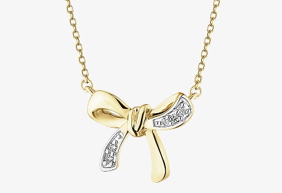 Zlatý přívěsek se zirkony - mašle