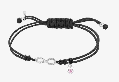 Náramek se stříbrnými prvky a kubickými zirkony - nekonečno, srdce