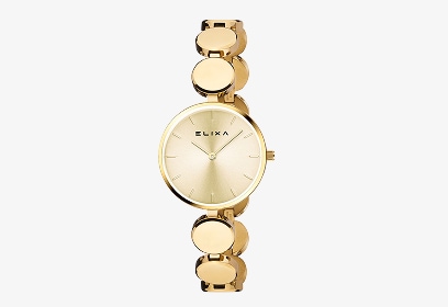 Hodinky Elixa - ocelový náramek zlaté barvy