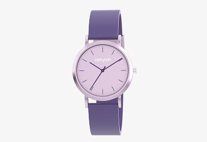 Fialové hodinky od am:pm - gumový řemínek