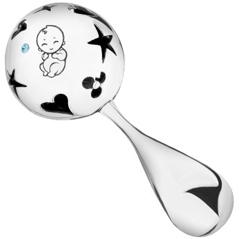 Stříbrné chrastítko s motivem křtu