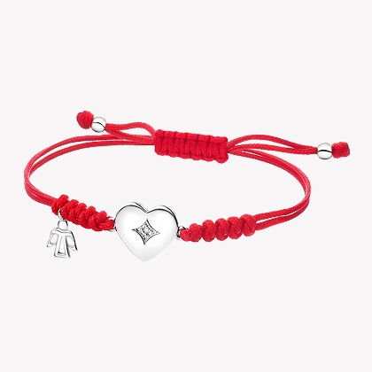 Náramek s prvky z bílého zlata a diamantem - srdce, anděl