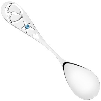 Stříbrná lžička s kubickou zirkonií - nohy, chlapec