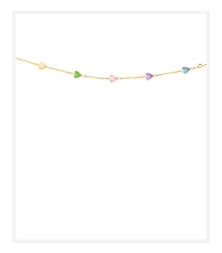 Zlatý náramek se smaltem, anker - srdce