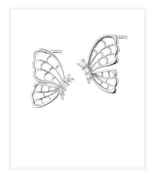 Stříbrné náušnice se zirkony - motýli