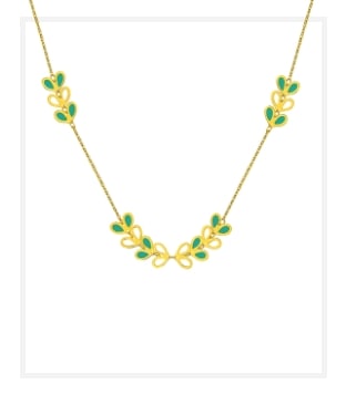 zlatý náhrdelník s motivem listů