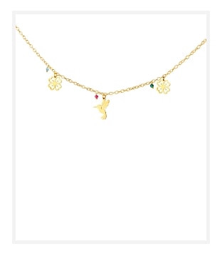 Pozlacený stříbrný náramek - čtyřlístek, pták