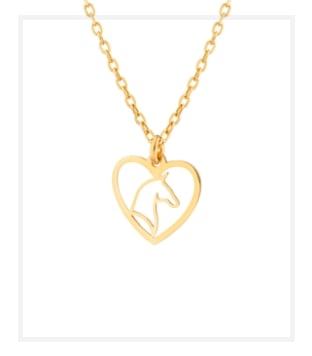 Pozlacený stříbrný náhrdelník - kůň, srdce