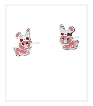 Stříbrné náušnice se smaltem - králíci