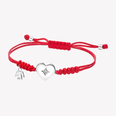 Náramek s prvky z bílého zlata a diamantem - srdce, anděl