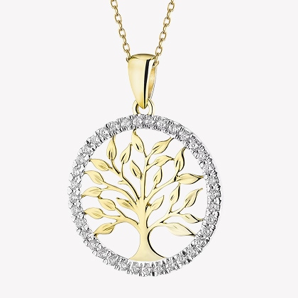 Přívěsek ze žlutého zlata s diamanty - strom