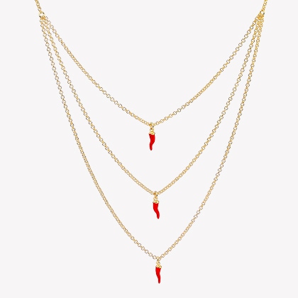 Pozlacený bronzový náhrdelník se smaltem - roh hojnosti