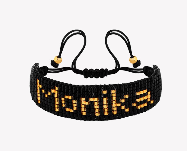 Náramek se žlutými zlatými prvky a korálky - Monika