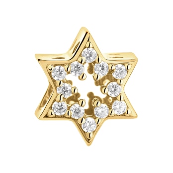 Silver beads pendant with cubic zirconia - star
