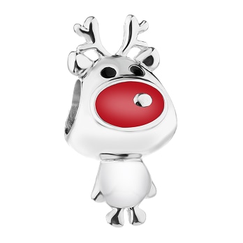 Silver beads pendant with enamel - reindeer