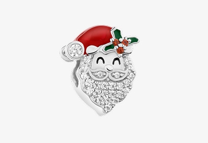 Silver beads pendant with zircons Santa Claus