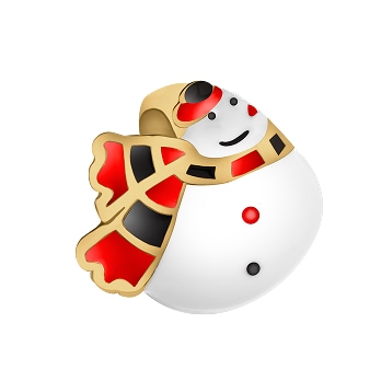 Silver beads pendant with enamel - snowman