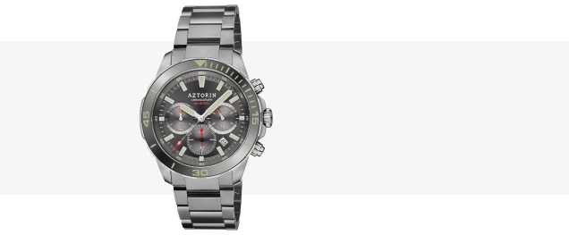 Pánské hodinky Aztorin Chronograph s grafitovým ciferníkem a ocelovým tahem