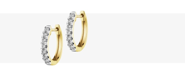 Náušnice ze žlutého zlata s diamanty - kruhy