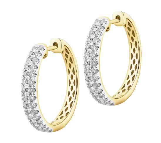 Kruhové náušnice ze žlutého zlata s diamanty