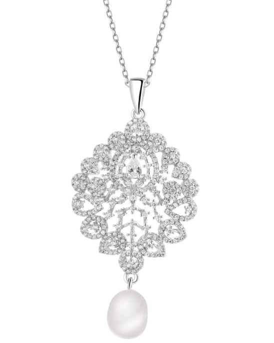 Stříbrný přívěsek se zirkony a perlou