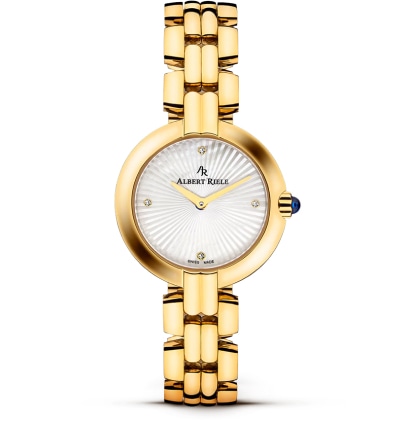 Zlaté hodinky Albert Riele Gala s bílým ciferníkem
