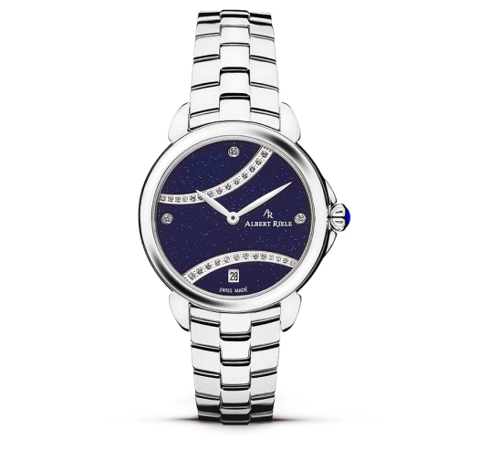 Hodinky Albert Riele Gala se stříbrným náramkem a tmavě modrým ciferníkem