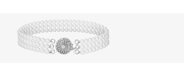 Stříbrný náramek s perlami - rozeta