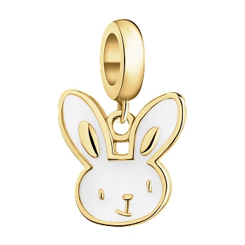 Silver beads pendant for a child with enamel - bunny