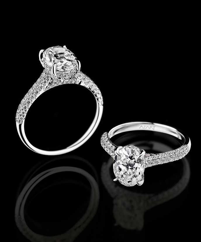 White gold rings with diamonds