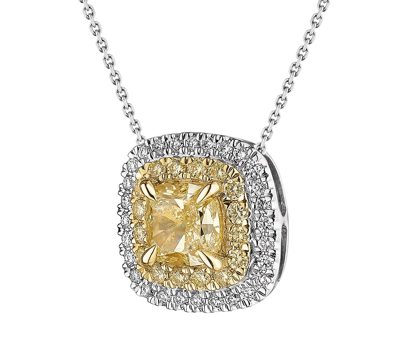 White and yellow gold pendant with diamonds