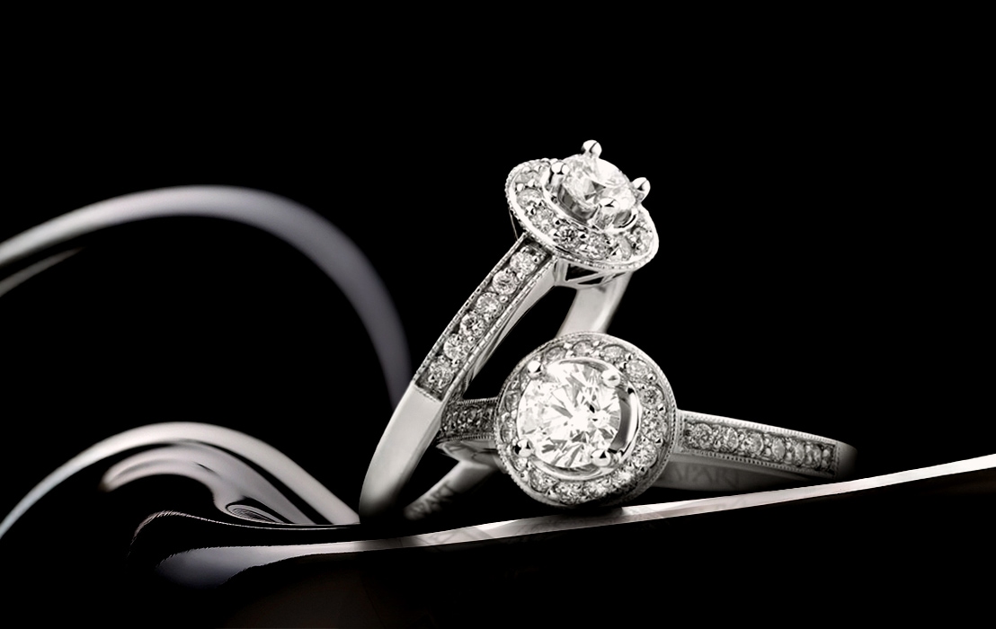 Two white gold rings with diamonds