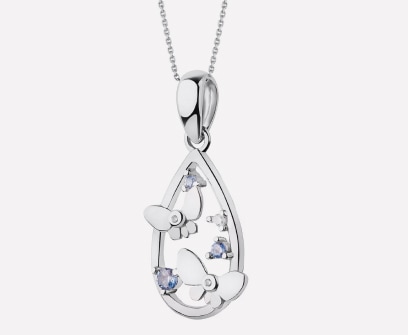 Silver pendant - butterflies