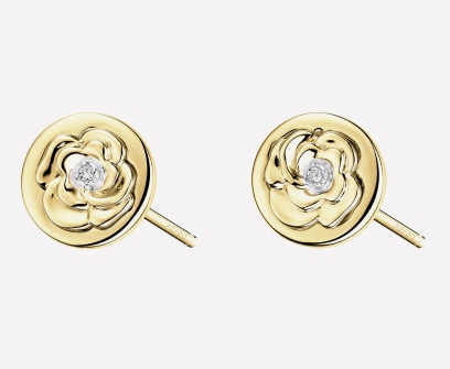 Gold earrings with zircon