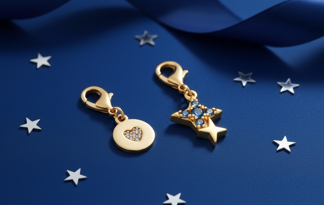 two Gold-Plated Silver Pendant with Cubic Zirconia from charms collection