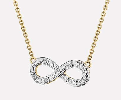 Yellow gold necklace with diamonds - infinity