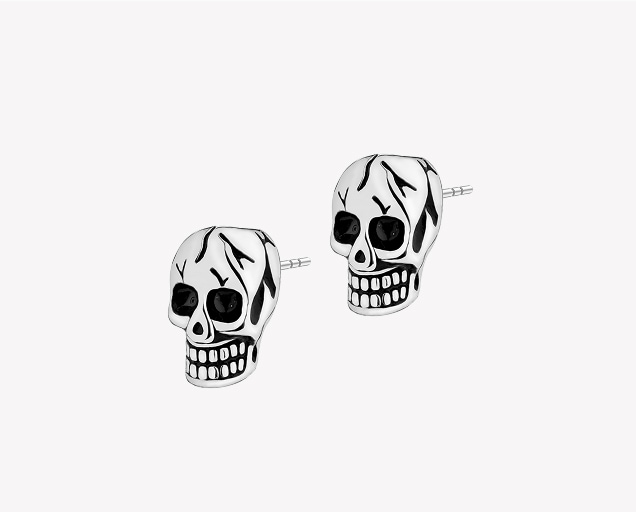 Silver earrings with a skull motif