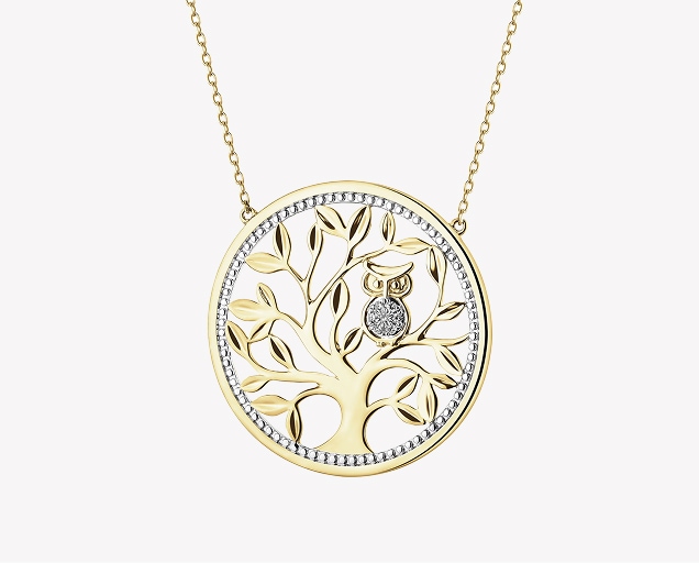 Gold necklace with pendant - Tree themed jewelry