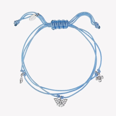 String bracelet with silver charms