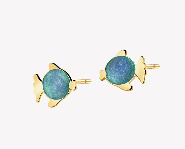 Gold earrings - fish motif