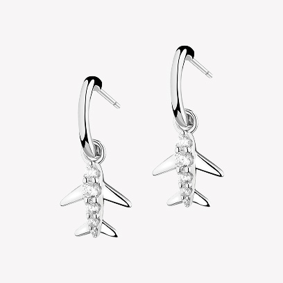 Silver earrings - plane