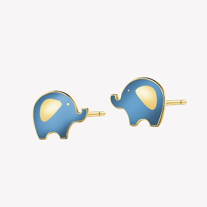 Gold earrings - Elephant themed jewelry