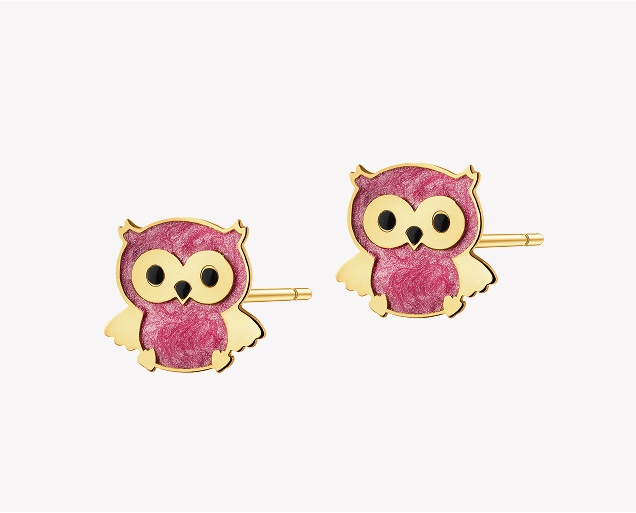 Gold earrings - owl motif