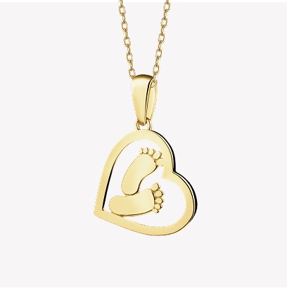 Gold pendant - Feet themed jewelry